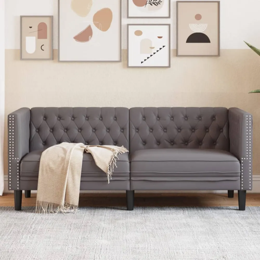 2-Personers Chesterfield-Sofa Kunstlæder Brun