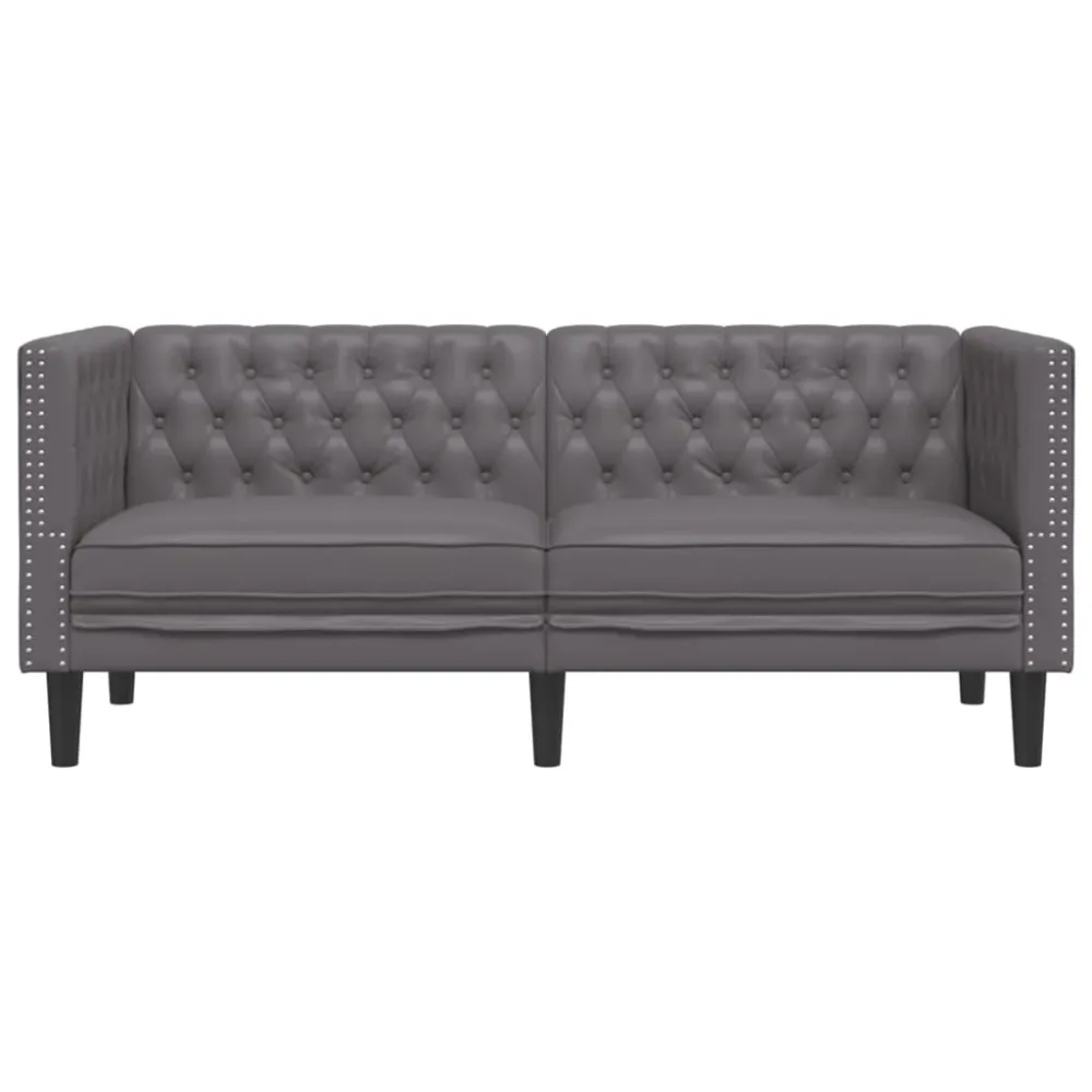 2-Personers Chesterfield-Sofa Kunstlæder Brun