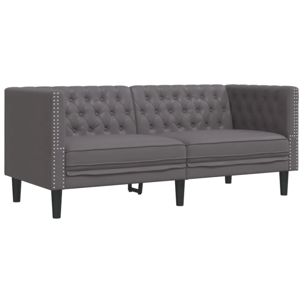 2-Personers Chesterfield-Sofa Kunstlæder Brun