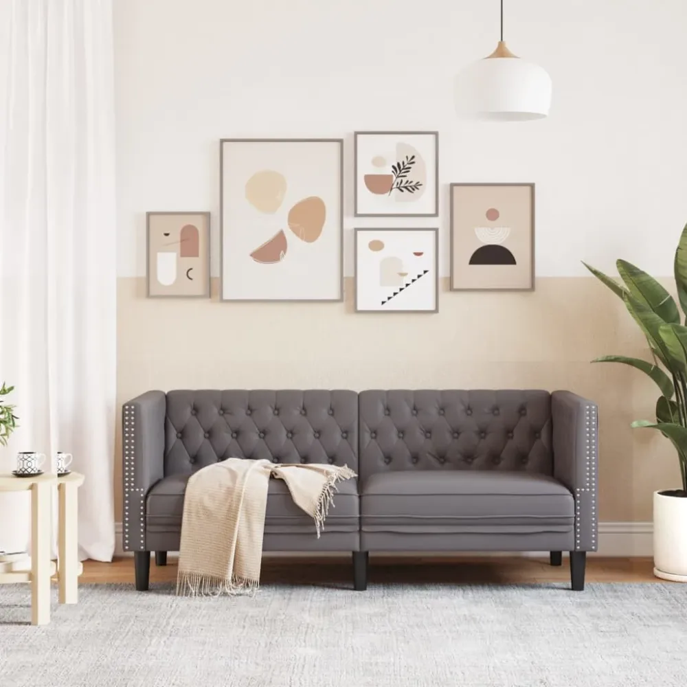 2-Personers Chesterfield-Sofa Kunstlæder Brun