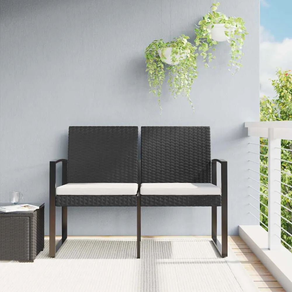 2-personers havebænk med hynder polyrattan charcoal