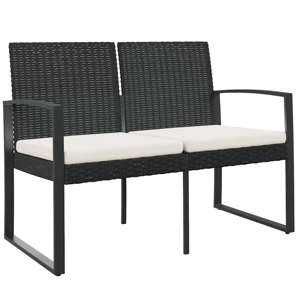 2-personers havebænk med hynder polyrattan charcoal