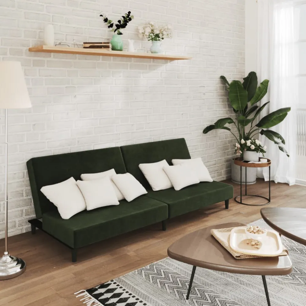 2-Personers Sovesofa Fløjl Yoke Mount Blaa
