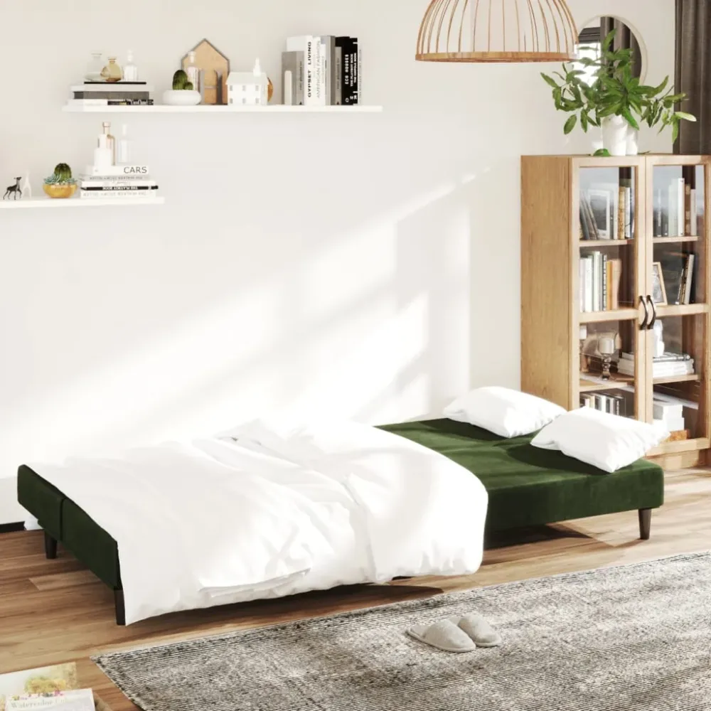 2-Personers Sovesofa Fløjl Yoke Mount Blaa
