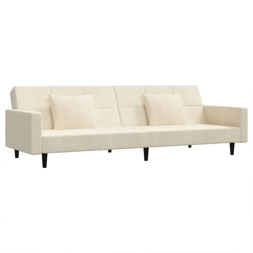 2-Personers Sovesofa Med 2 Puder Fløjl Blå Gul