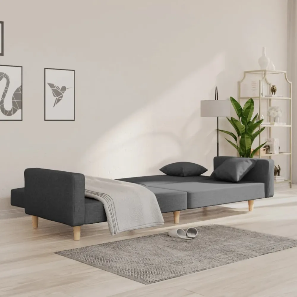 2-Personers Sovesofa Med 2 Puder Stof from USA Sort