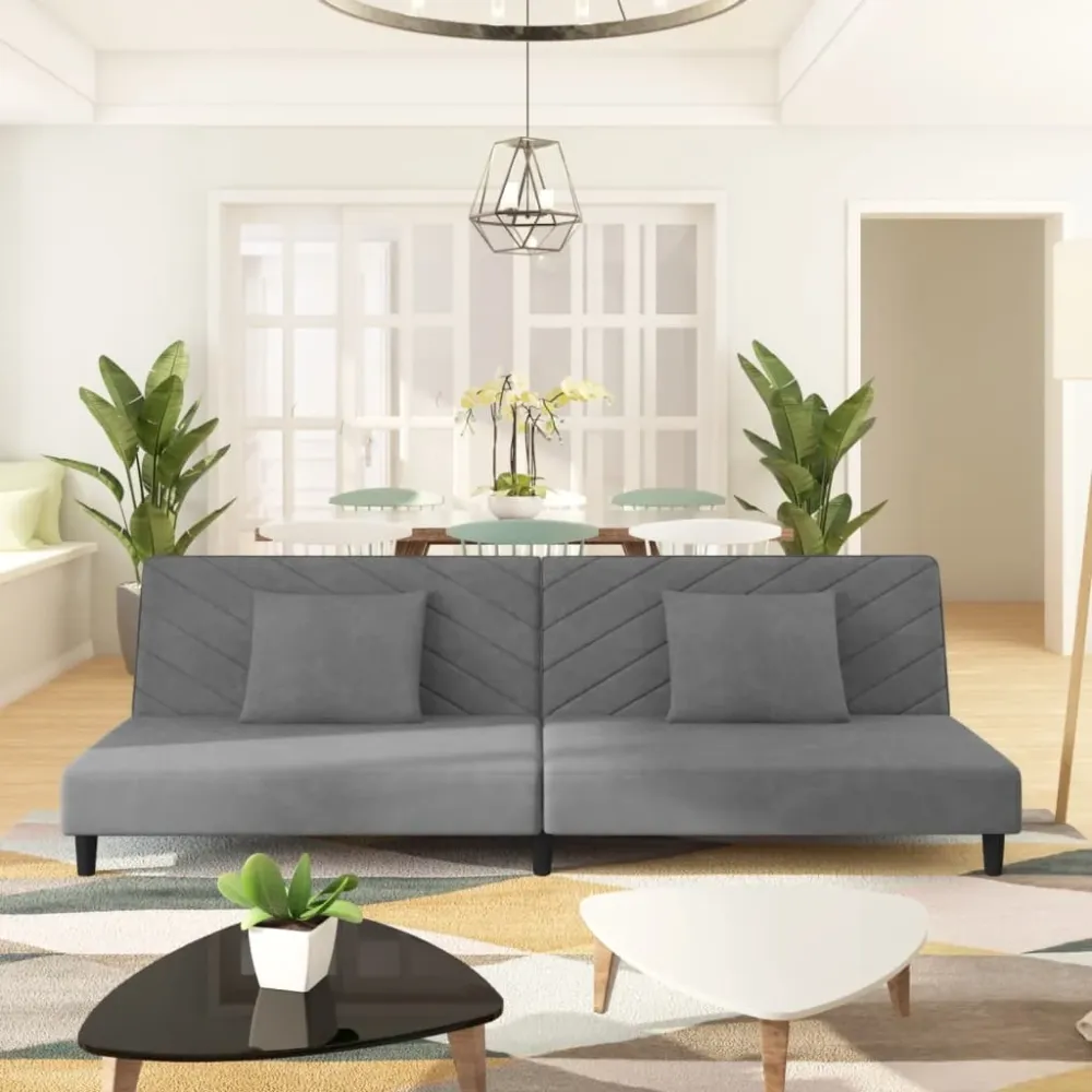2-Personers Sovesofa Med 2 Puder Velour (TSO-C126b) Sort