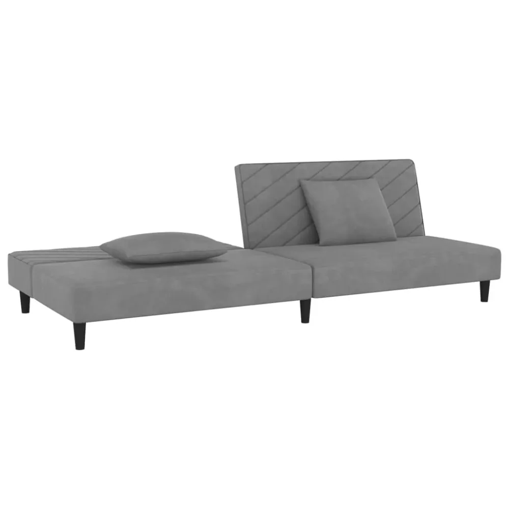 2-Personers Sovesofa Med 2 Puder Velour (TSO-C126b) Sort