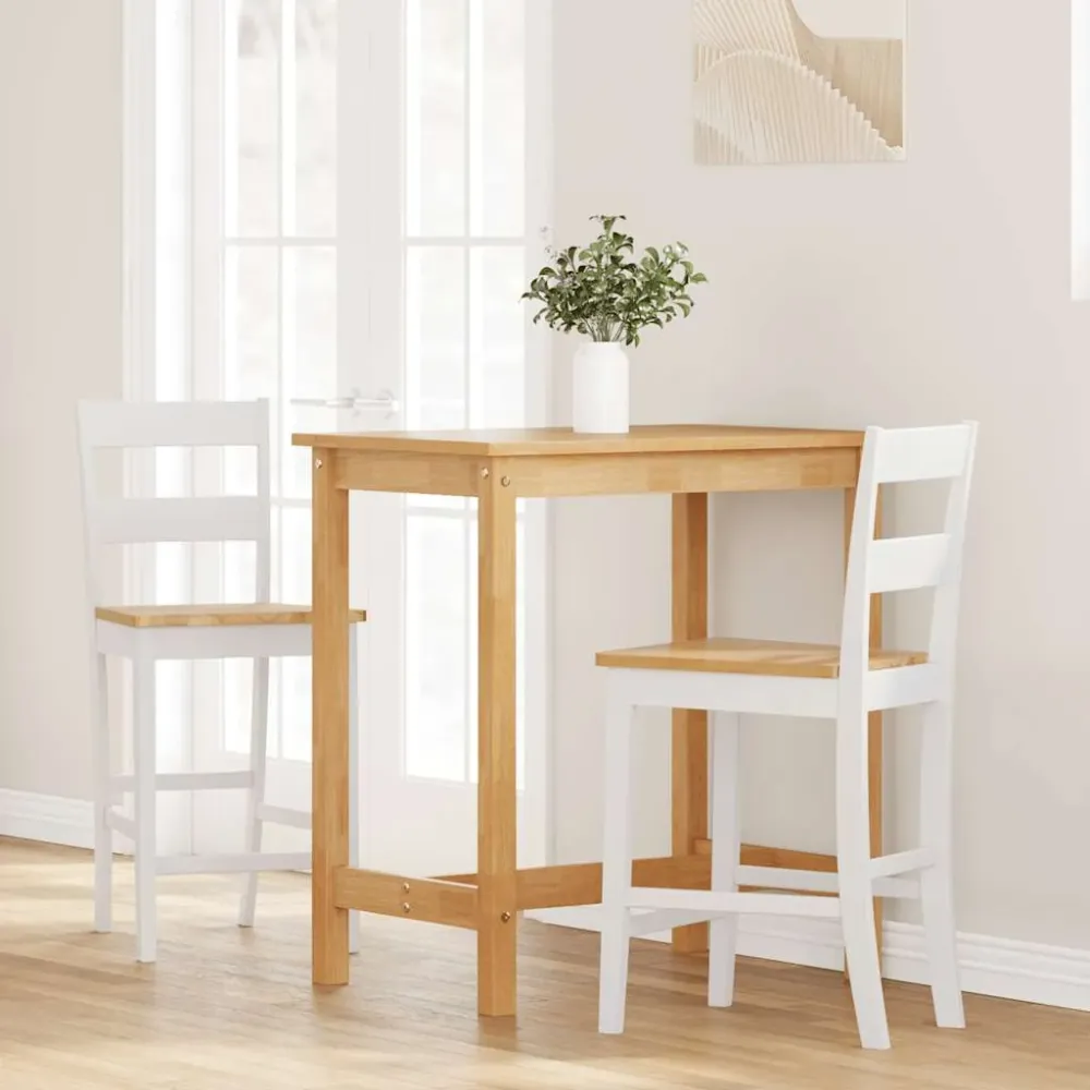 barstole 2 stk. massivt gummitræ alabast