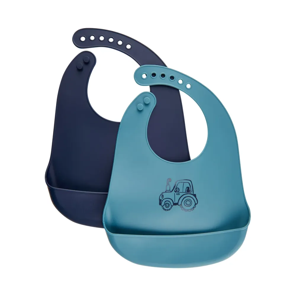 CeLaVi Silikone Hagesmæk, twin-pack - Smoke Blue