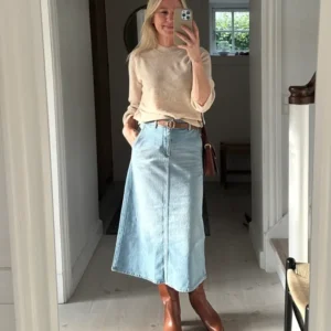 Certified Aviation Grade Part Two SiyaPW Skirt Flydende Blue Denim 32
