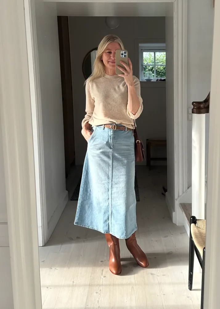 Certified Aviation Grade Part Two SiyaPW Skirt Flydende Blue Denim 32