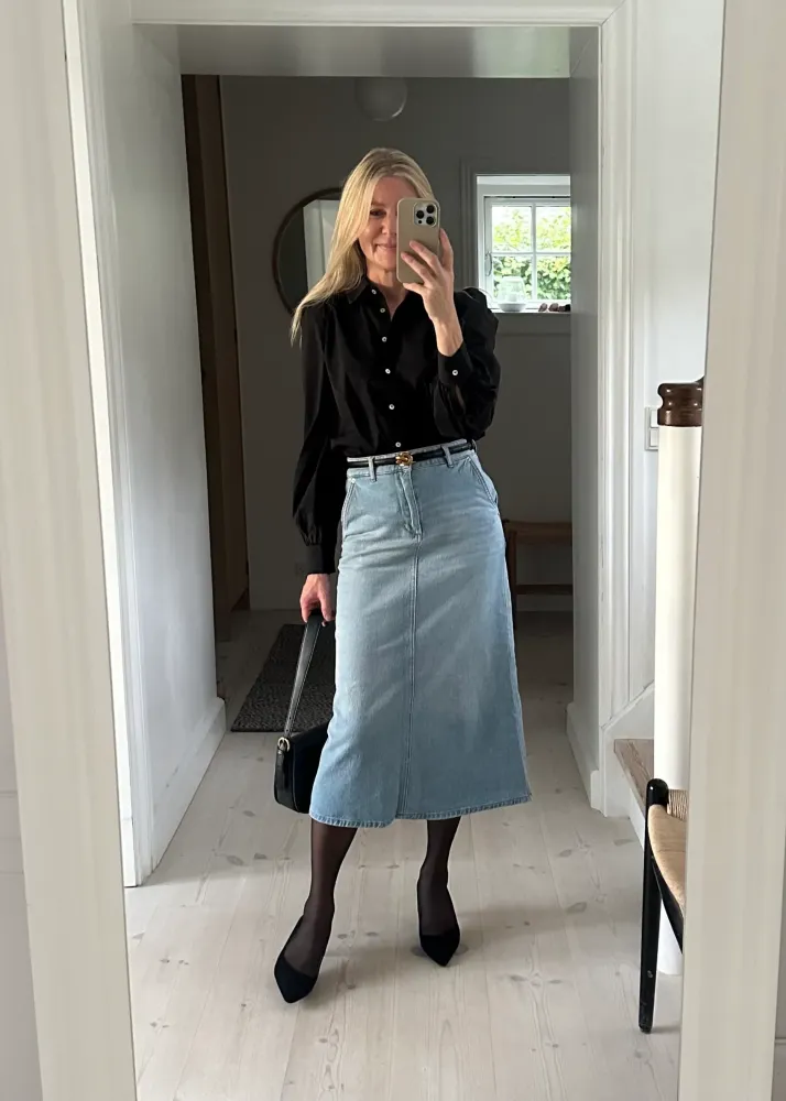Certified Aviation Grade Part Two SiyaPW Skirt Flydende Blue Denim 32