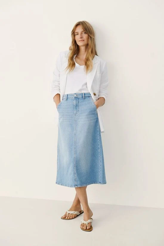 Certified Aviation Grade Part Two SiyaPW Skirt Flydende Blue Denim 32