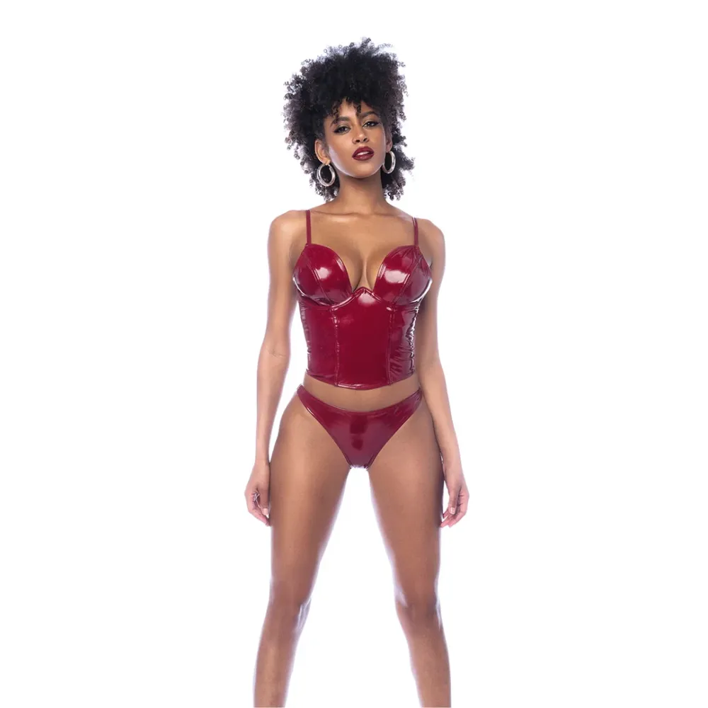 Conjunto de Bustier de Dos Piezas - L - Rojo Vino Brillante 3-Year Warranty