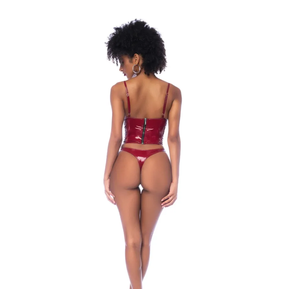 Conjunto de Bustier de Dos Piezas - L - Rojo Vino Brillante 3-Year Warranty