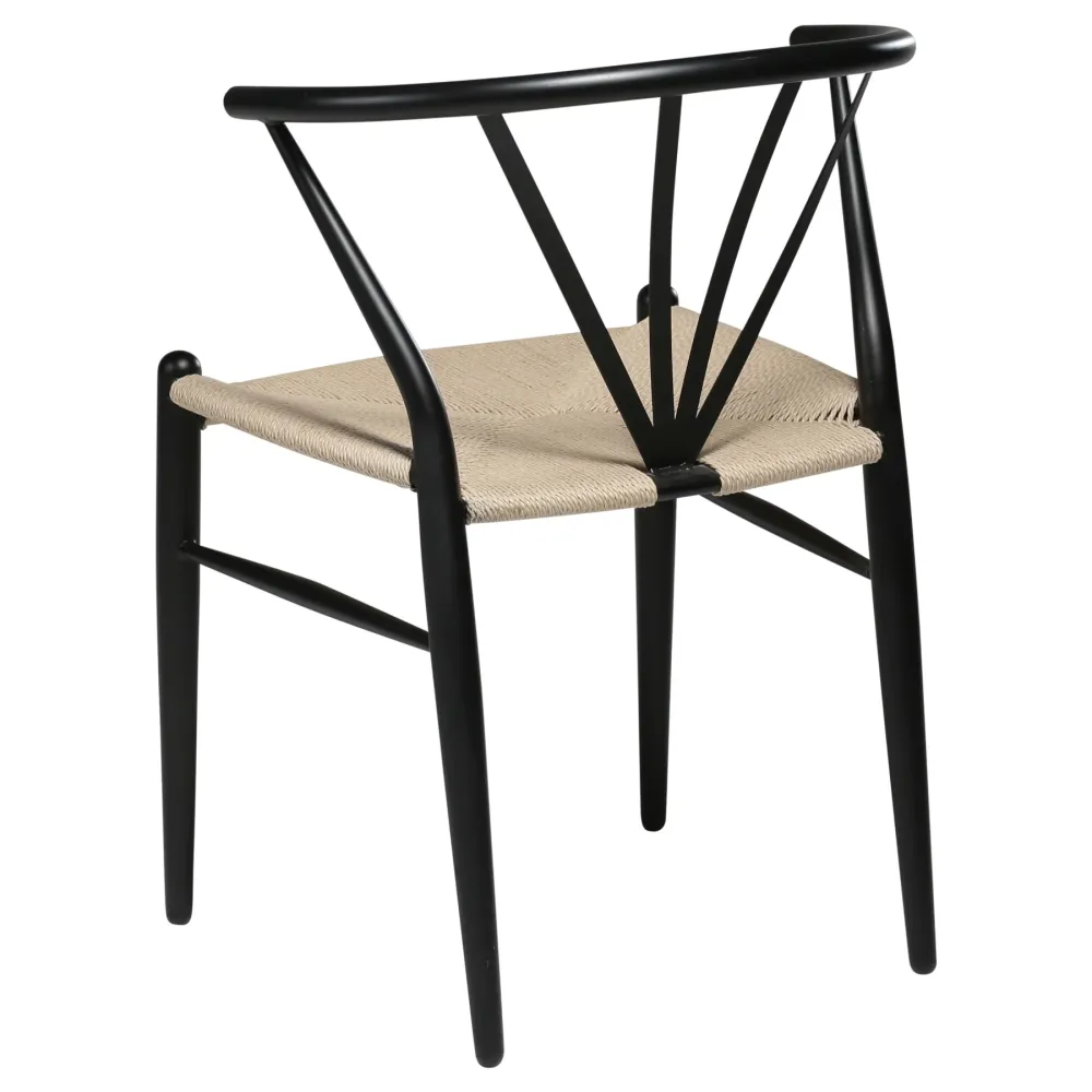 DELTA stole med sæde i naturflet - Ebony (2 stk.)