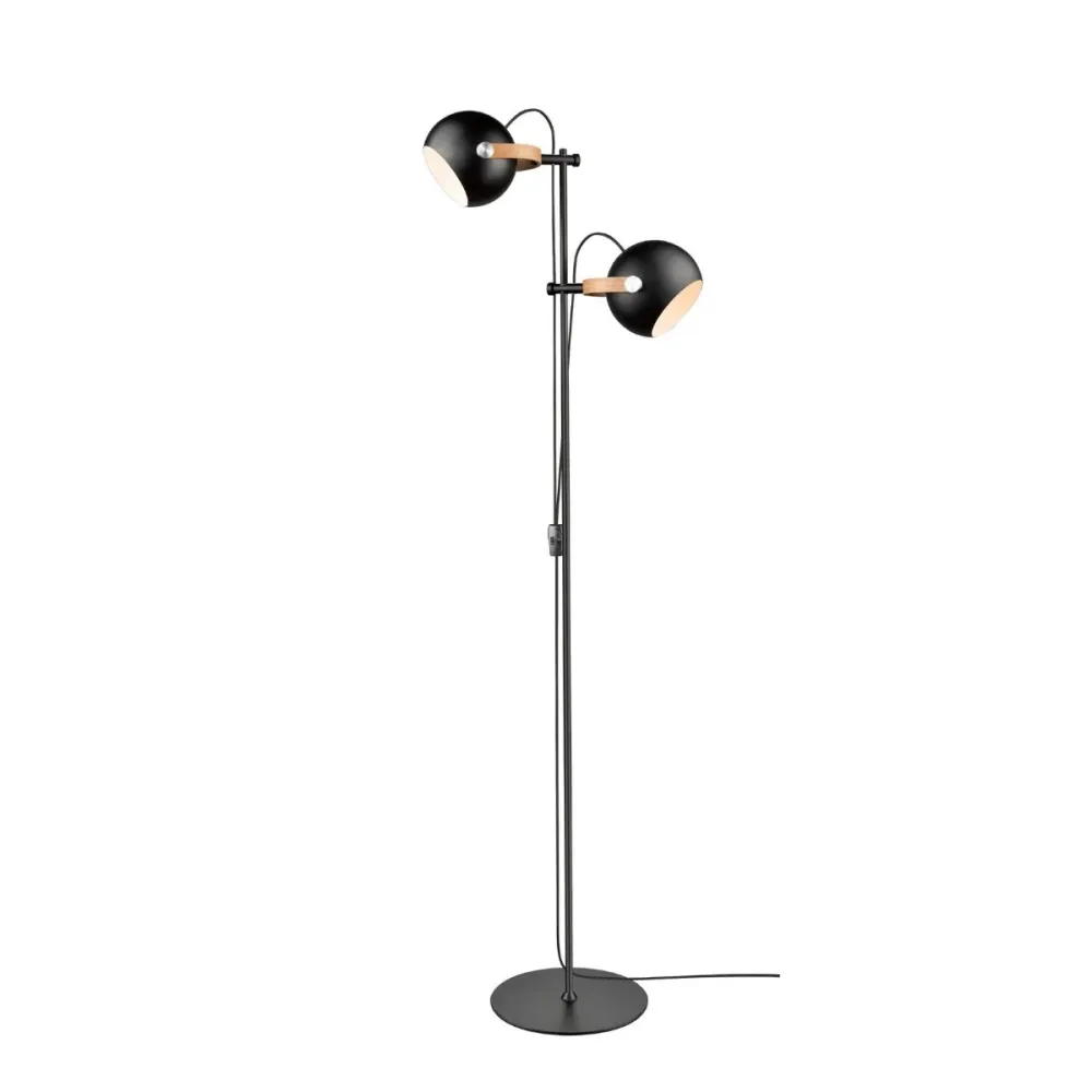 Digitalt Lydpanel DC gulvlampe 2 arme Sort