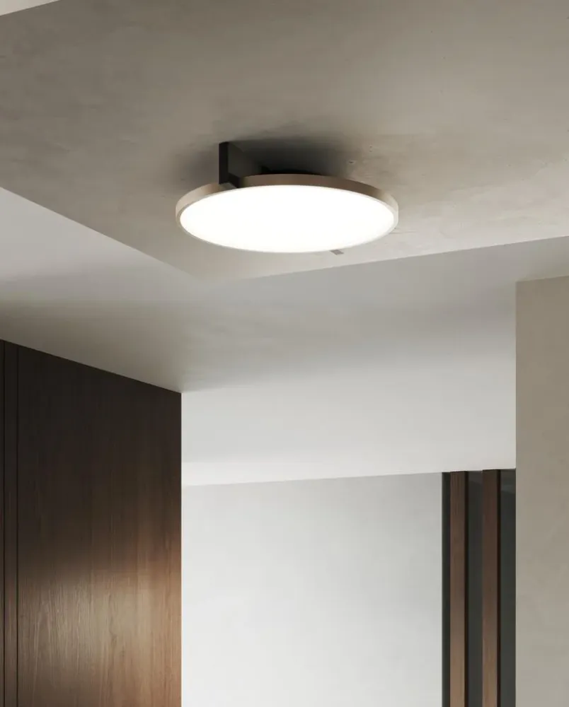 Digitalt Lydpanel Inlay C2 Disc matsort satinguld LED loftslampe