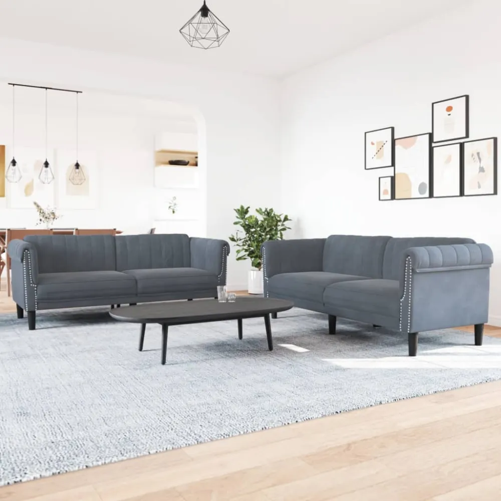 Digitalt Lydpanel Sofasæt 2 Dele Velour Sort