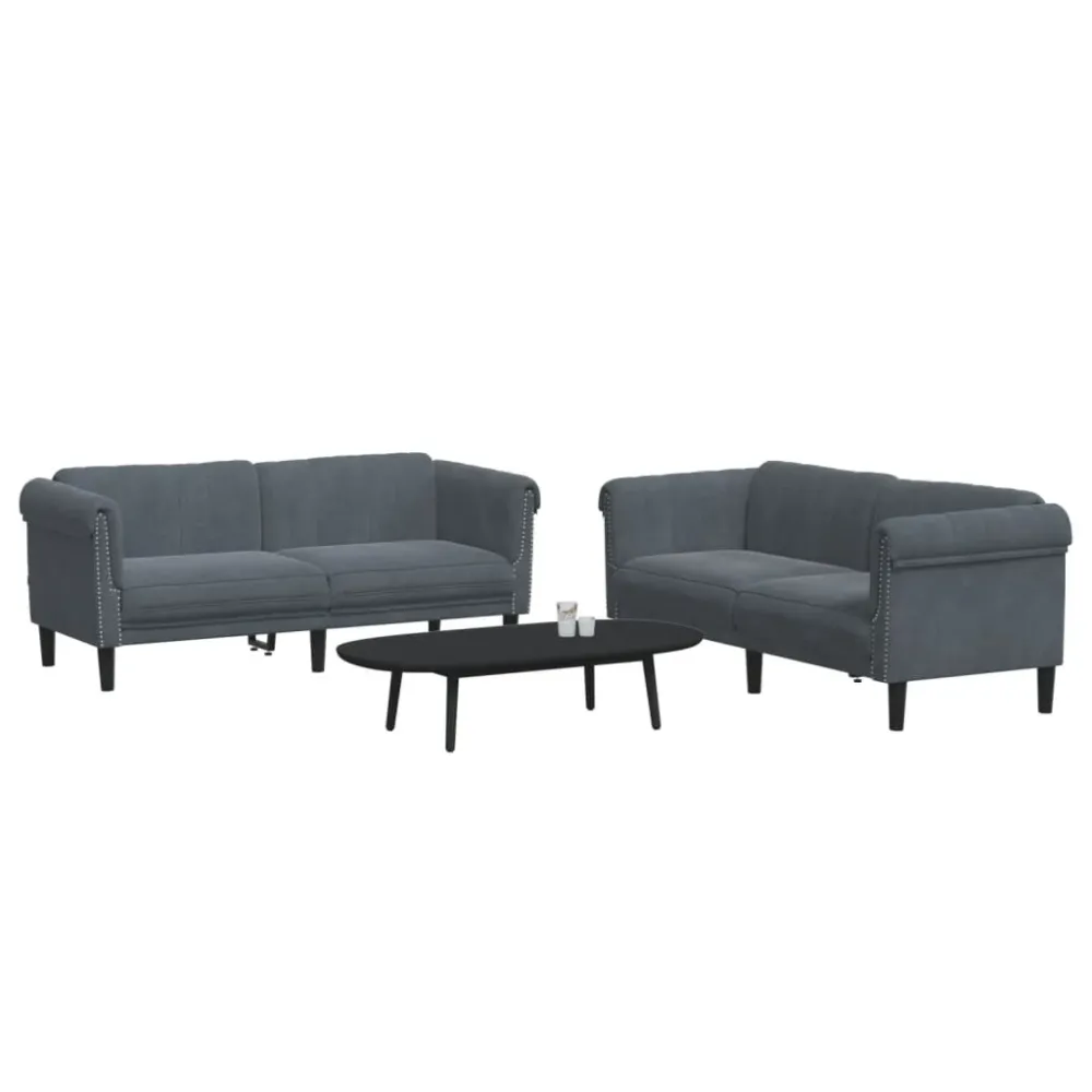 Digitalt Lydpanel Sofasæt 2 Dele Velour Sort
