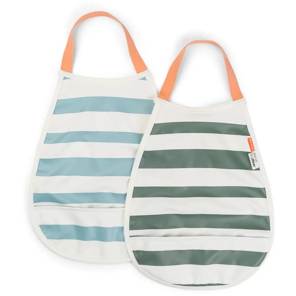 DonebyDeer Blue/Green Pull-Over Hagesmæk 2-Pak Stripes