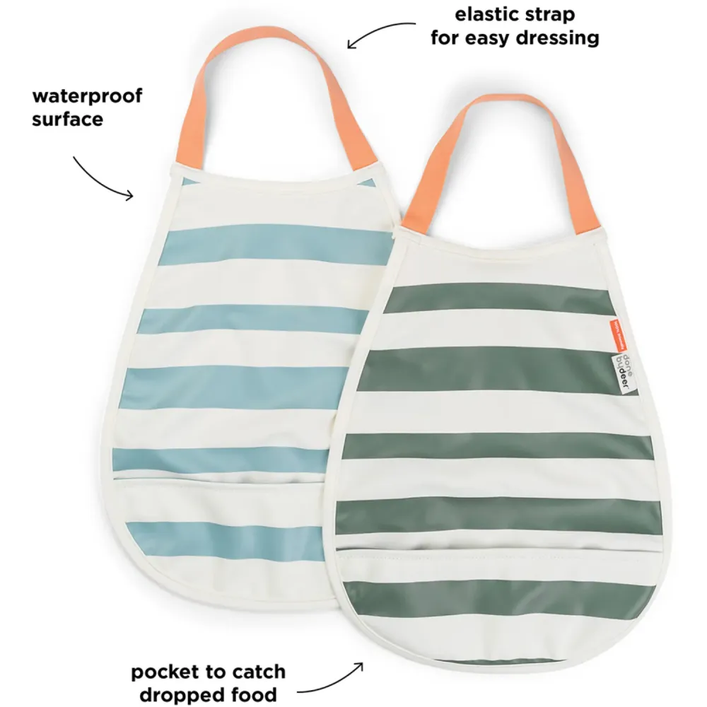 DonebyDeer Blue/Green Pull-Over Hagesmæk 2-Pak Stripes