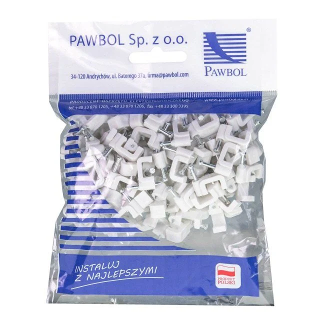 Eglotech flade kabelholdere 2 x 2,5 mm hvide 100 stk.