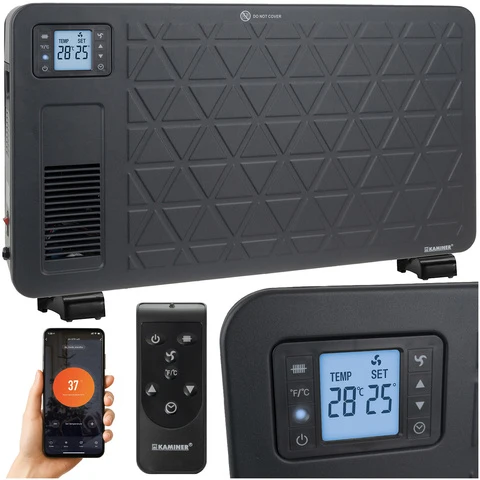 Elradiator 2300W Wi-Fi, fjärrkontroll och turbovärmefunktion Svart