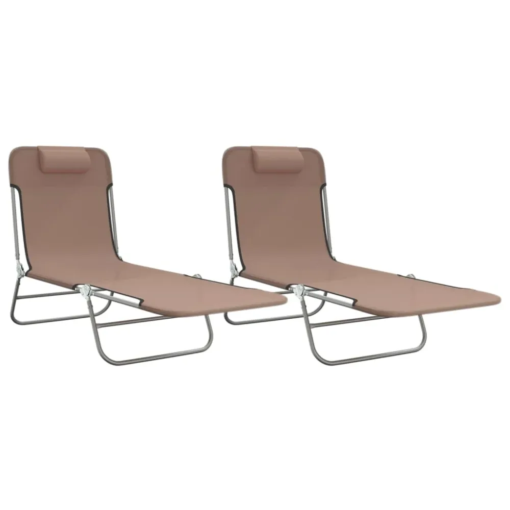 foldbare liggestole 2 stk. textilene og metal brun