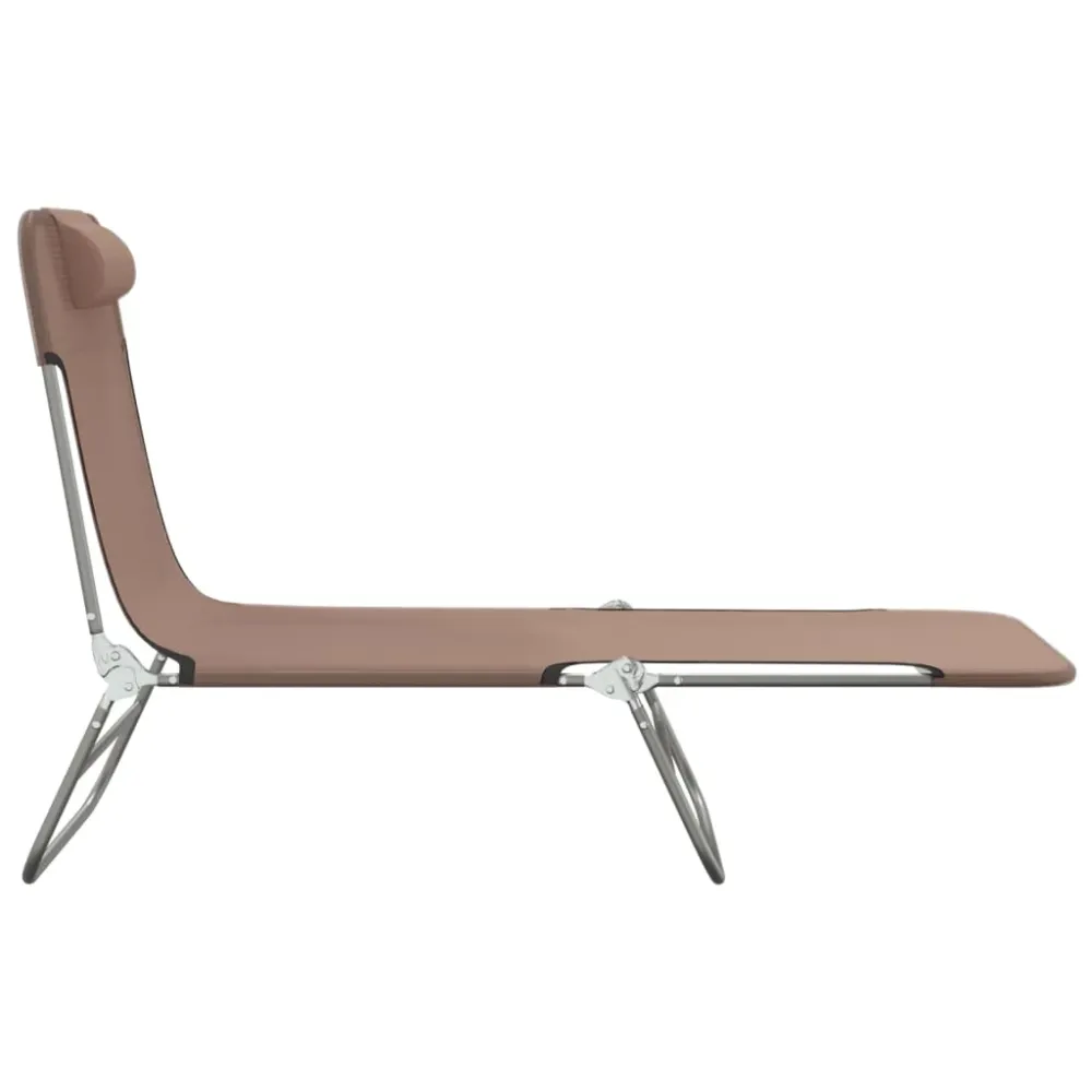 foldbare liggestole 2 stk. textilene og metal brun