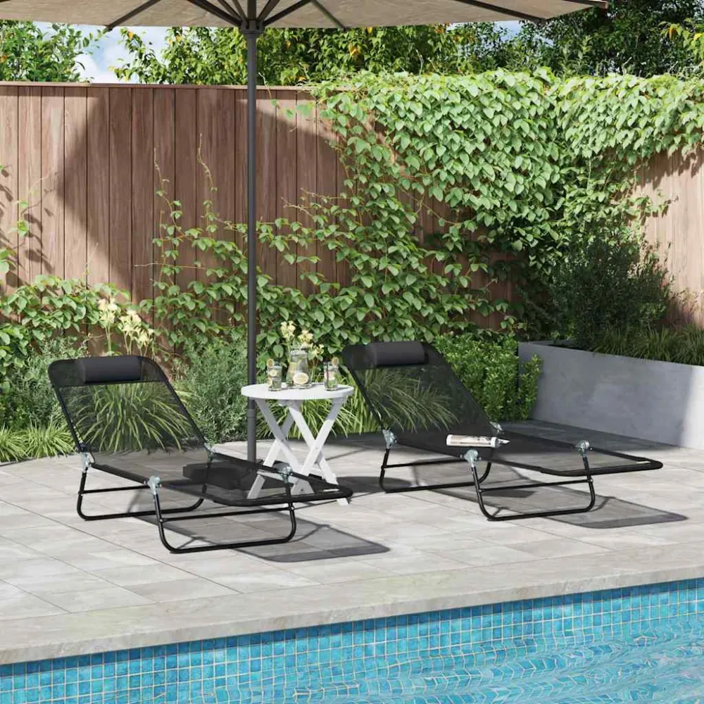 Foldestol 2 pcs Midnight 182 x 55 x 85,5 cm Textilene