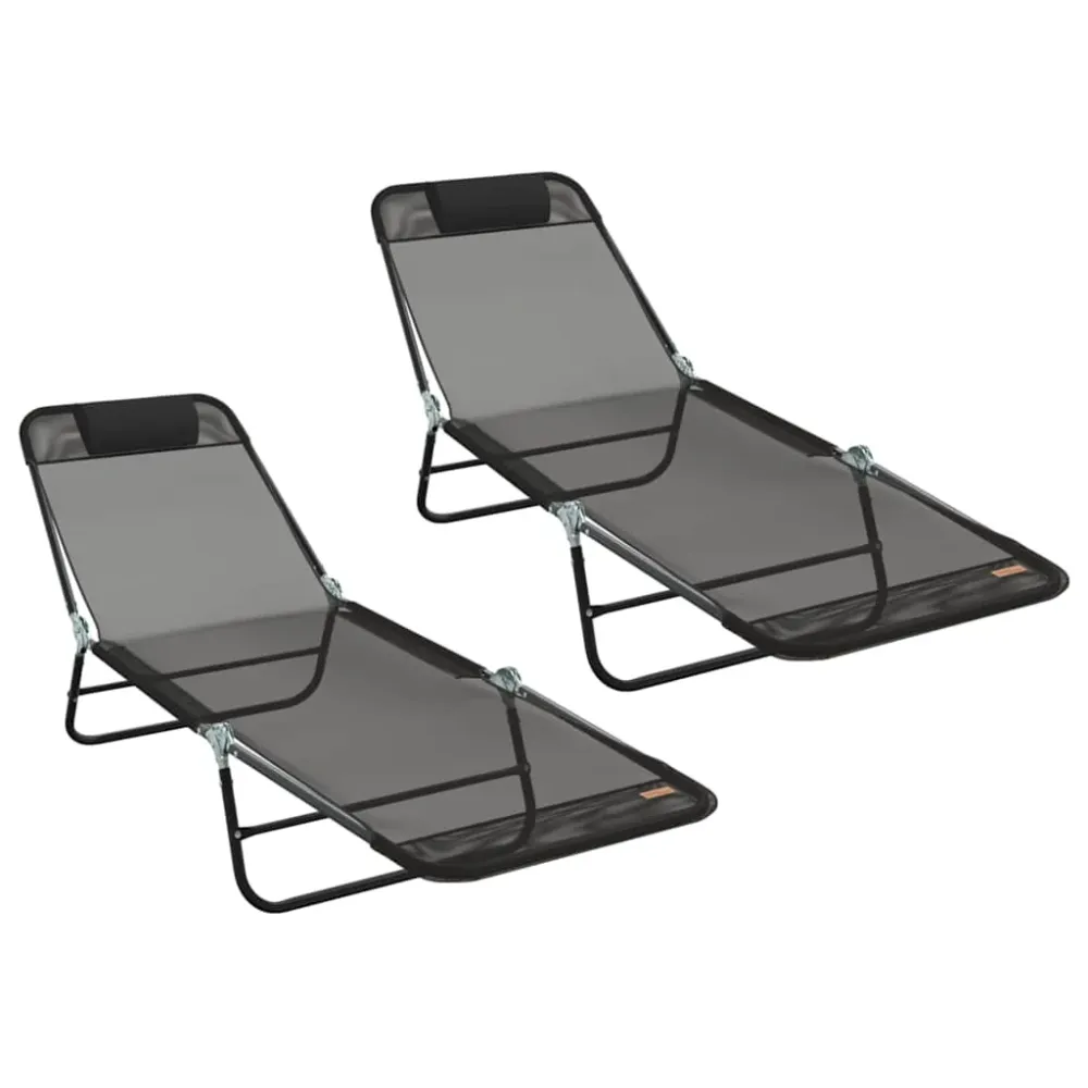 Foldestol 2 pcs Midnight 182 x 55 x 85,5 cm Textilene