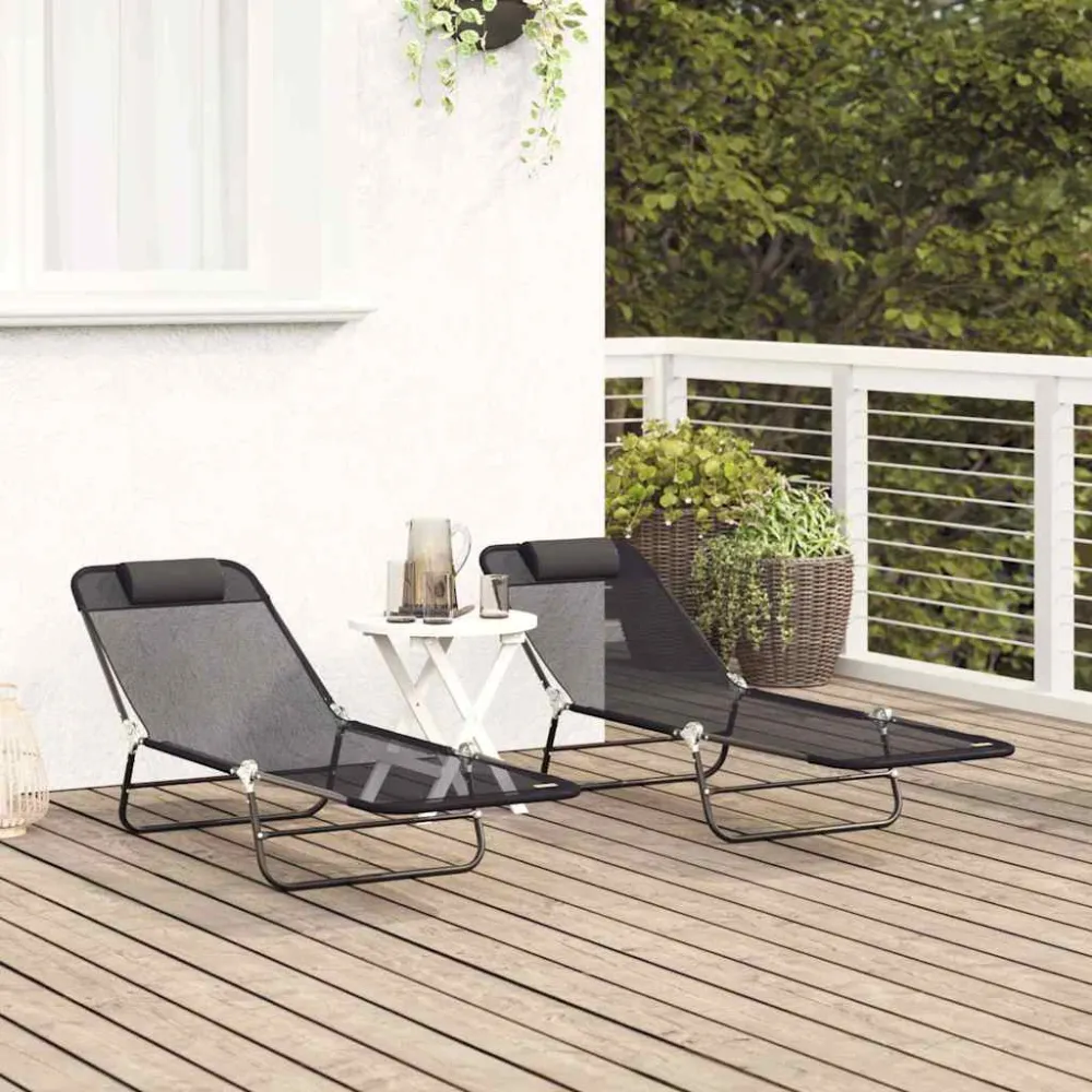 Foldestol 2 pcs Midnight 182 x 55 x 85,5 cm Textilene
