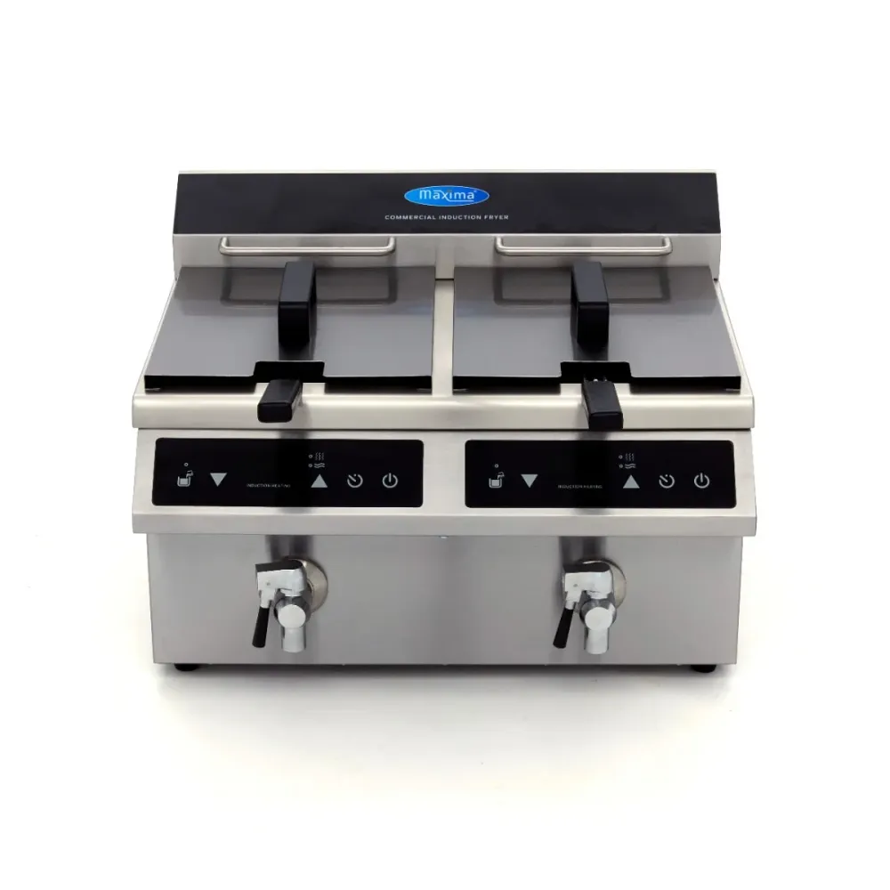 Friture - 2 x 8L - 2 kurve - med aftapningshane - Induktion