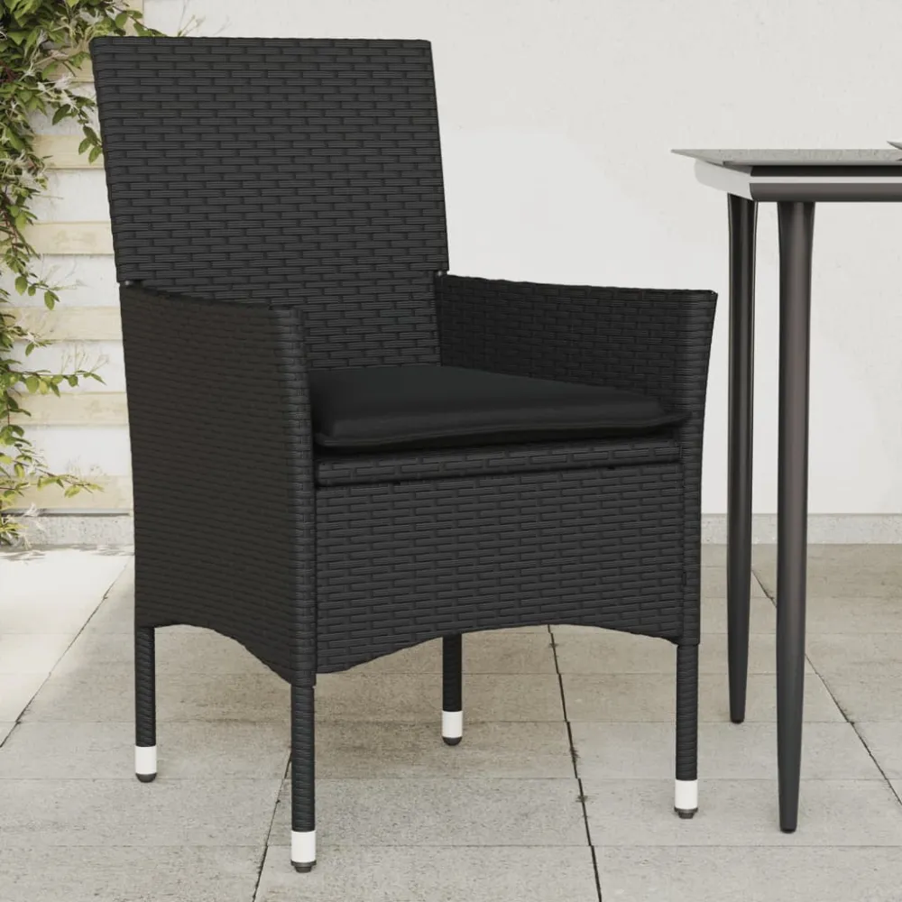 havestole med hynder 2 stk. polyrattan charcoal