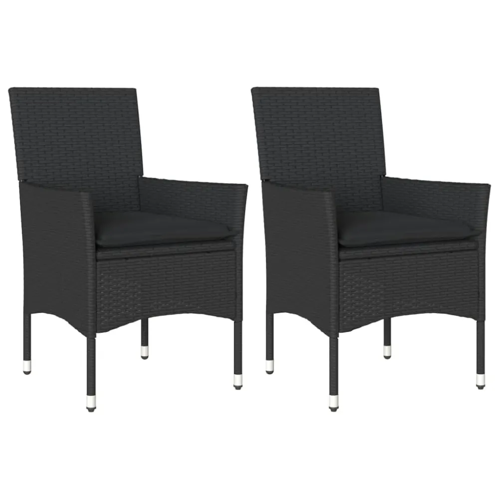 havestole med hynder 2 stk. polyrattan charcoal