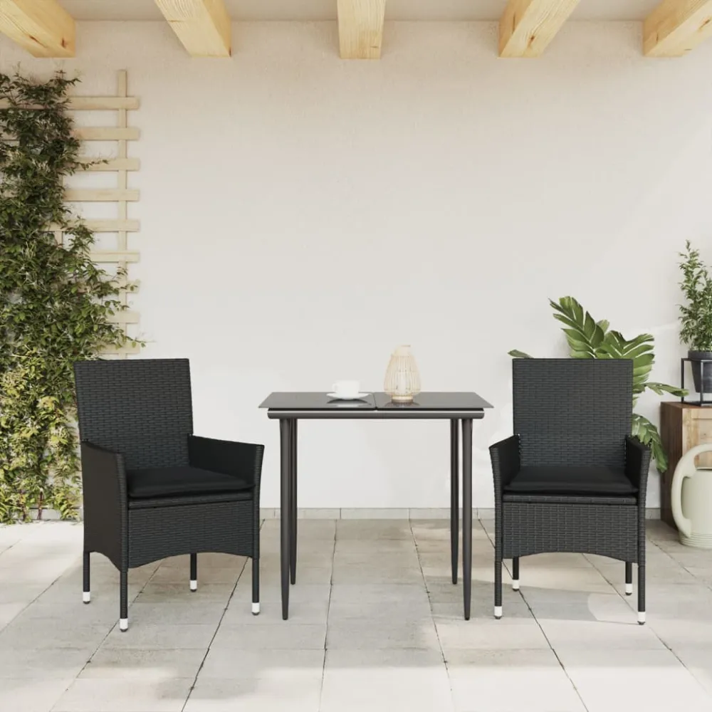 havestole med hynder 2 stk. polyrattan charcoal