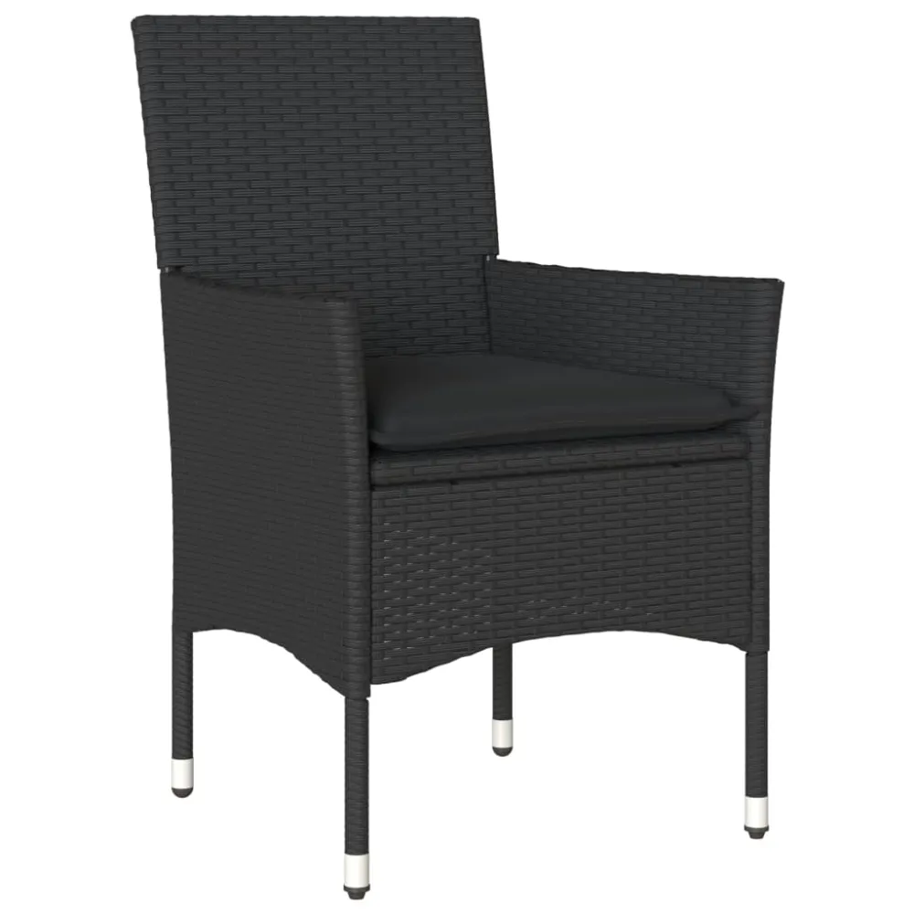 havestole med hynder 2 stk. polyrattan charcoal