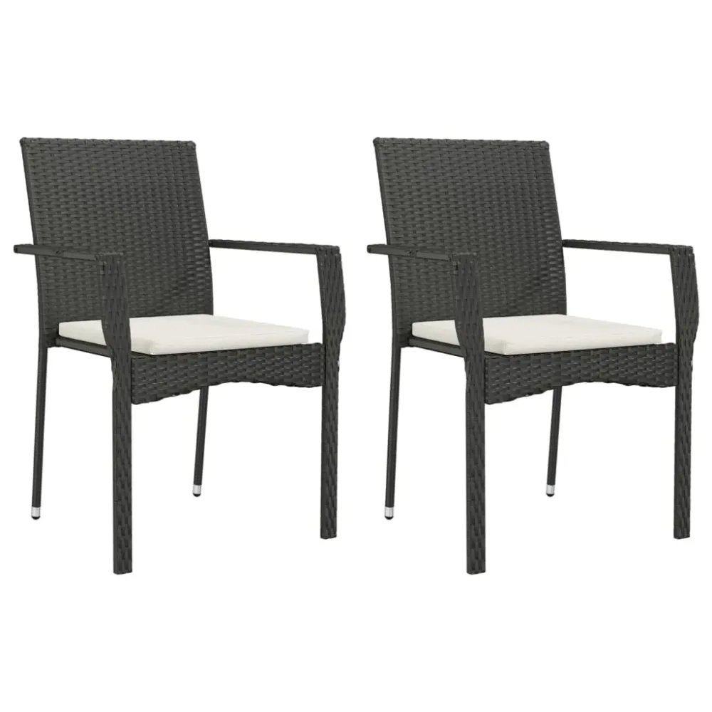 havestole med hynder 2 stk. polyrattan onyx