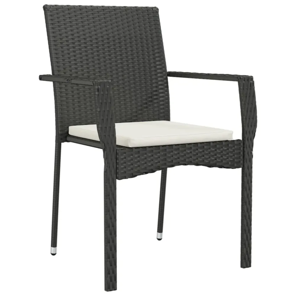 havestole med hynder 2 stk. polyrattan onyx