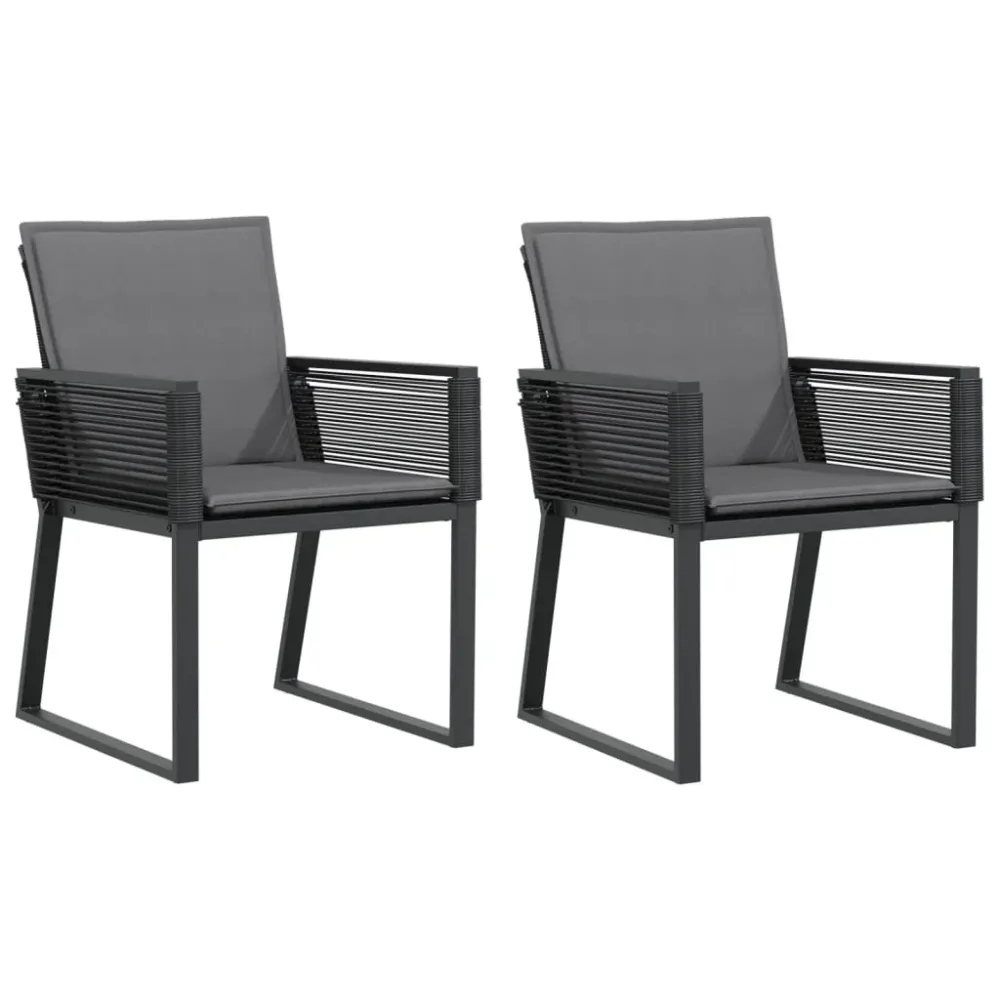 havestole med hynder 2 stk. polyrattan onyx