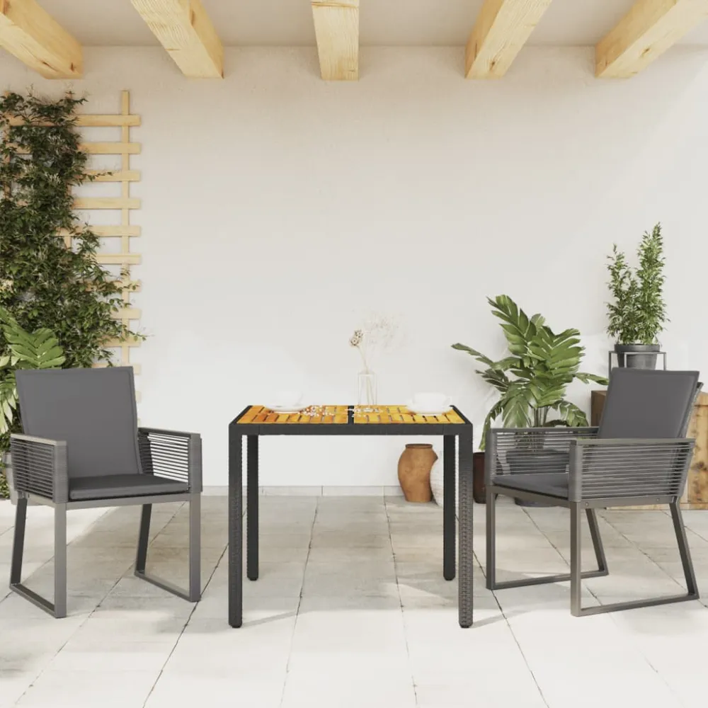 havestole med hynder 2 stk. polyrattan onyx