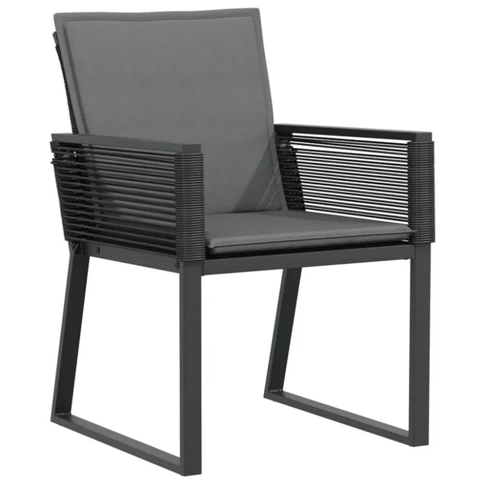 havestole med hynder 2 stk. polyrattan onyx