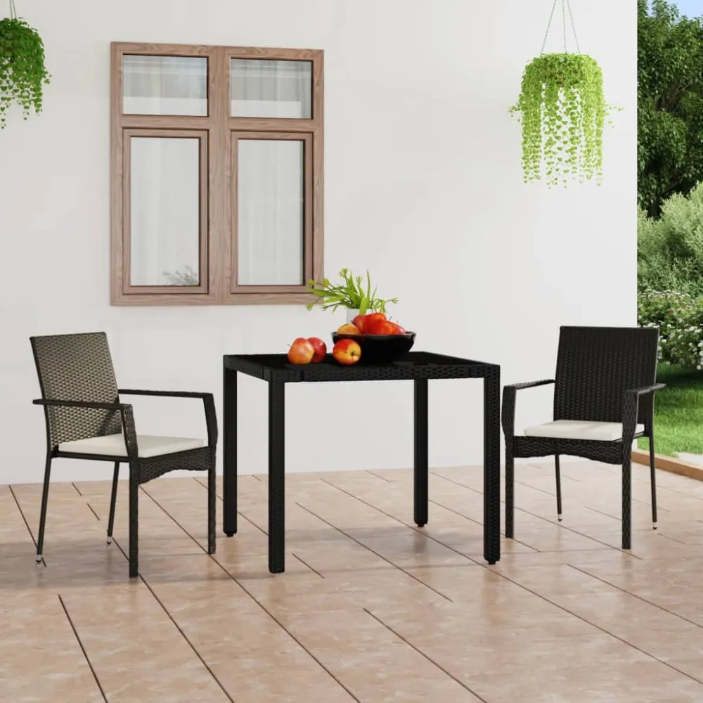 havestole med hynder 2 stk. polyrattan onyx