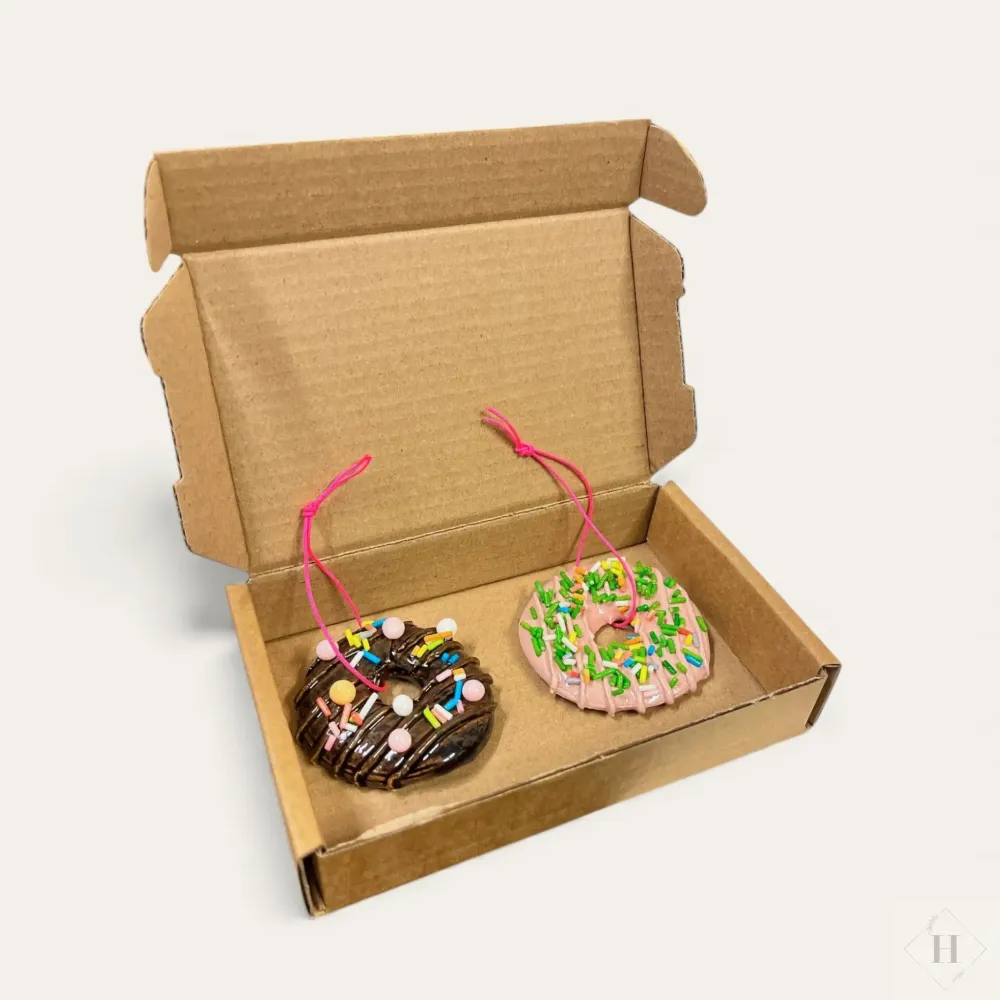 Håndlavede Keramik Doughnuts - Gaveæske med 2 stk