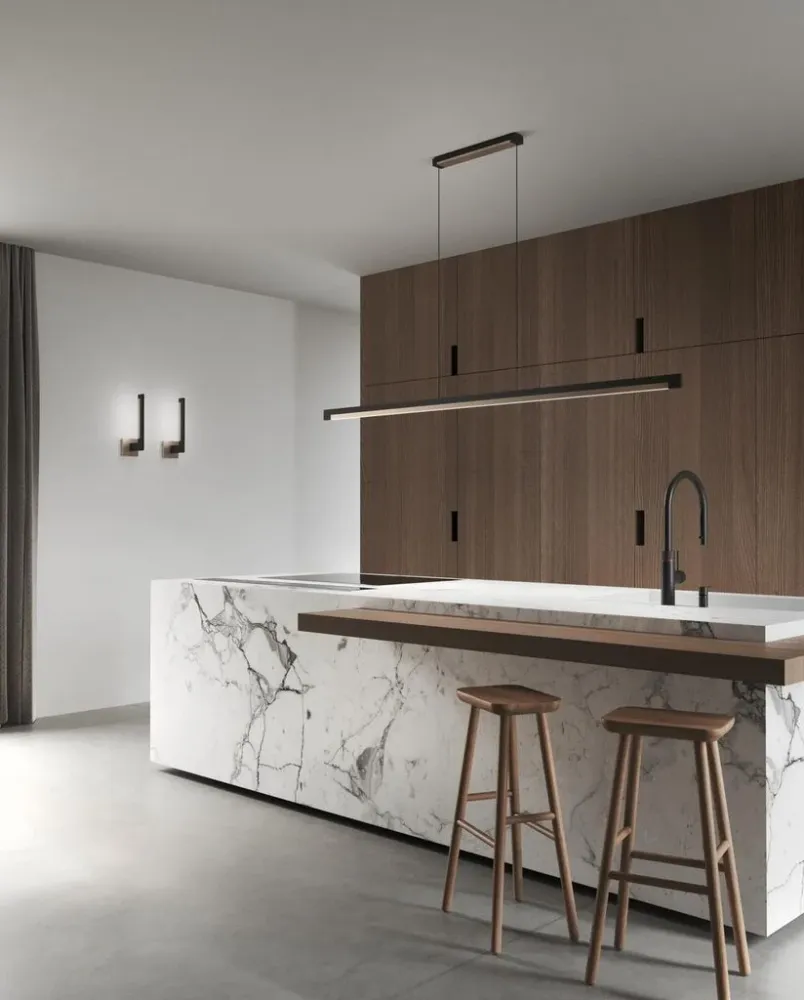 Inlay W2 Linear matsort satinguld LED væglampe