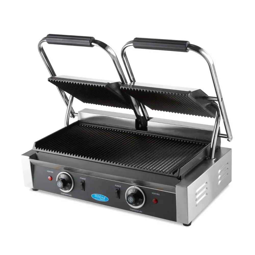 Kontaktgrill - Rillet - Twin Grillplade - 2 x 22cm