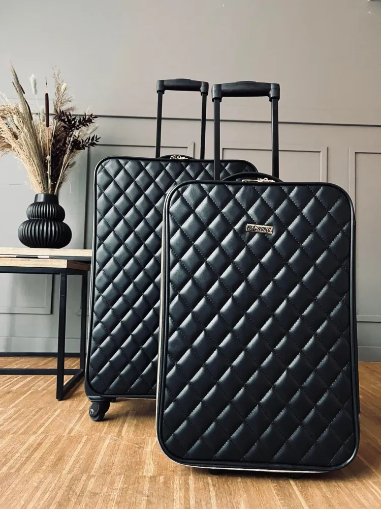 Kuffert sæt af 2 stk - Black Quilted