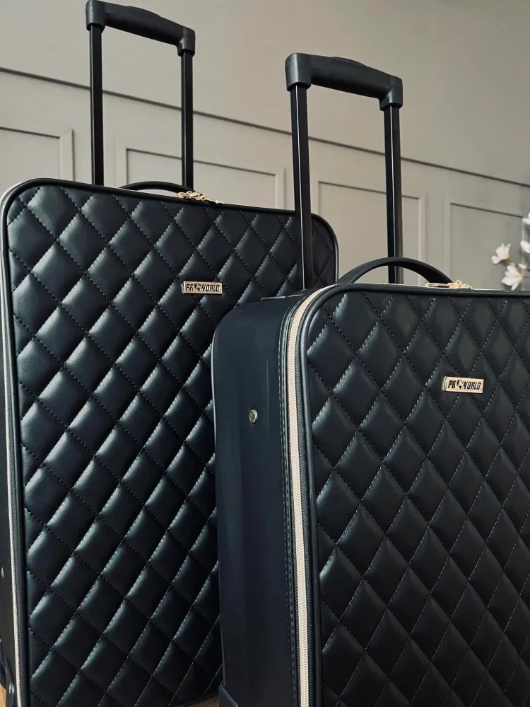 Kuffert sæt af 2 stk - Black Quilted